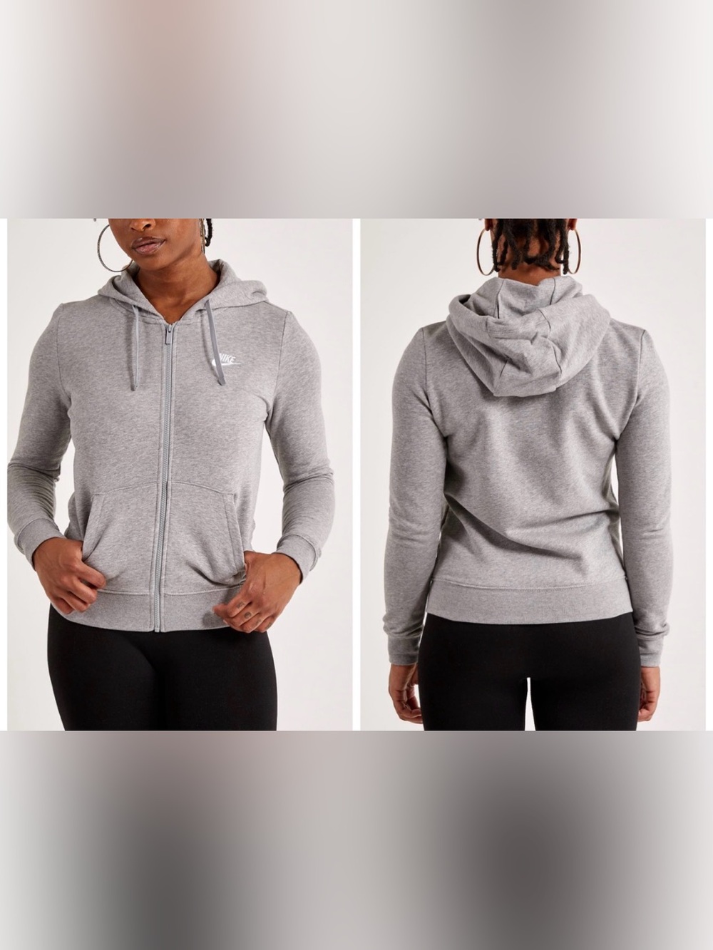 NWOT Nike Club Fleece Heather Gray Full Zip Hooded Cozy Sporty Sweatshirt Small